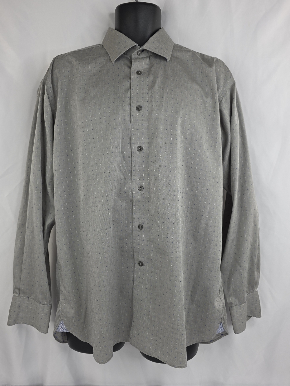 Joseph Abboud Men's Grey Button Down Shirt Size Large Classic Fit CP-3569